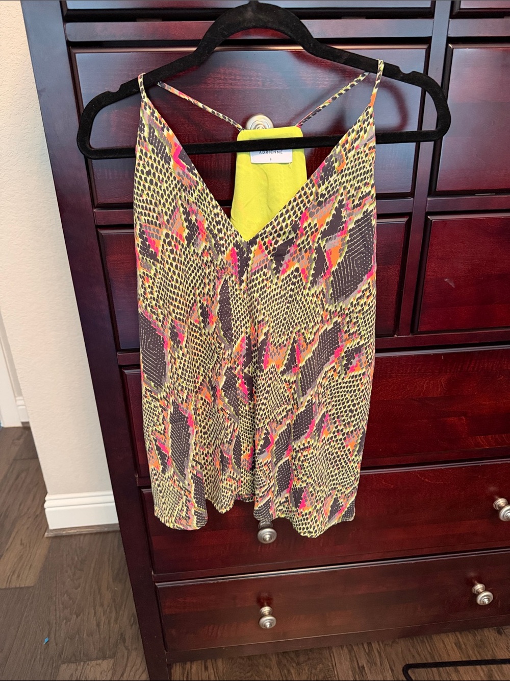 Adrienne Neon Yellow & Hot Pink Snakeskin Cami blouse